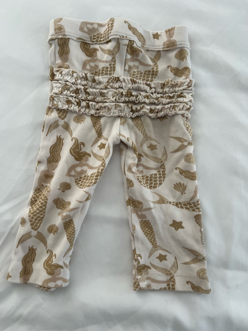kate quinn Cream and Gold Mermaid Ruffle Leggings